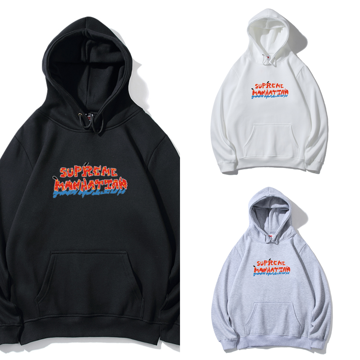 Supreme マルチカラー 3段ロゴ スウェットパーカー