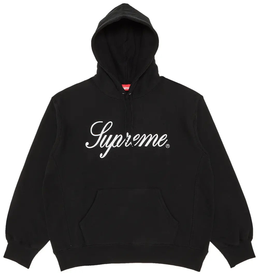 Supreme スクリプト刺繍ロゴ パーカー ブラック