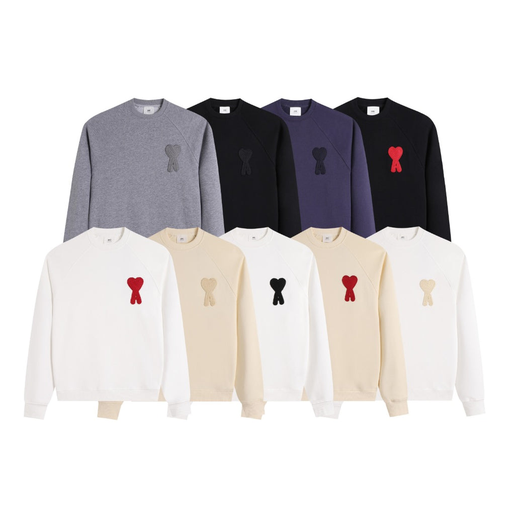 AMI PARIS ハート ロゴ コットン 刺繍 長袖 Tシャツ★人気★