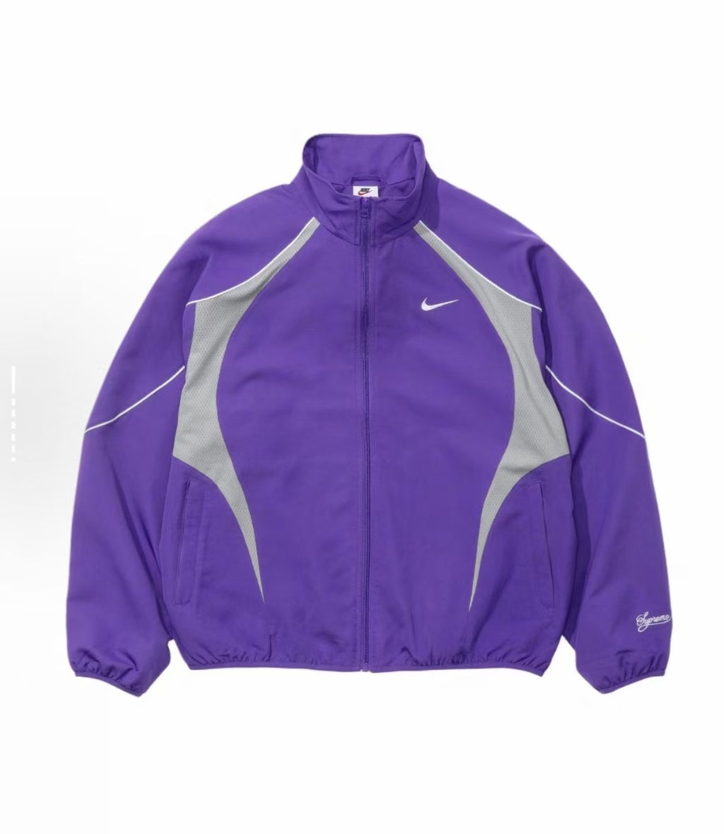 Supreme x Nike SS25 WEEK4 トラックジャケット 袖口に刺繍ロゴ ジップアップ開閉 ユニセックススタイル
