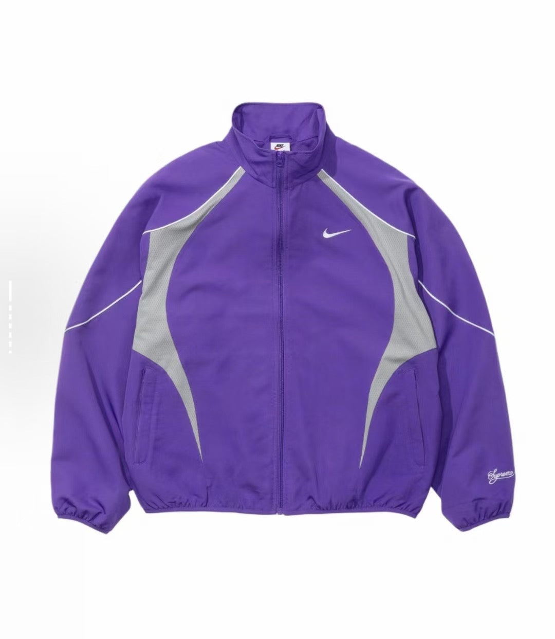 Supreme x Nike SS25 WEEK4 トラックジャケット 袖口に刺繍ロゴ ジップアップ開閉 ユニセックススタイル