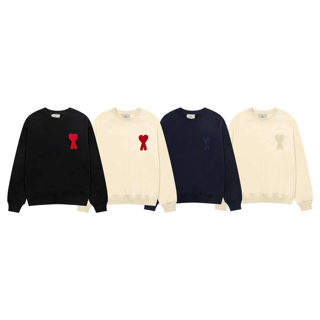 AMI PARIS アミ パリス ハート ロゴ コットン 刺繍 長袖 Tシャツ★人気★