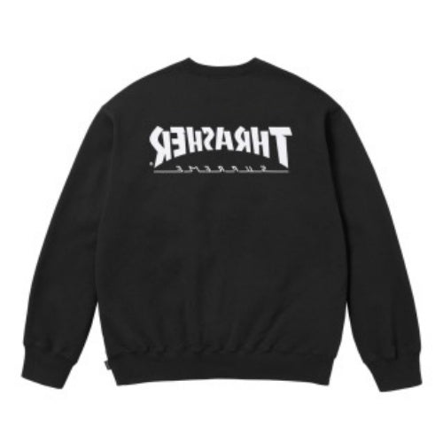 SUPREME THRASHER CREWNECK FW24 フレイムジョイントキャラクタープリントクルーネックプラスベルベットスウェットシャツ