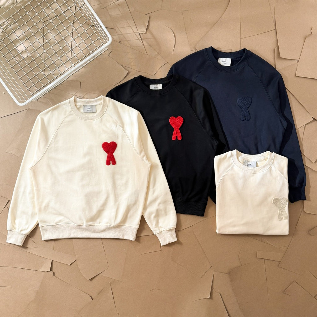 AMI PARIS アミ パリス ハート ロゴ コットン 刺繍 長袖 Tシャツ★人気★