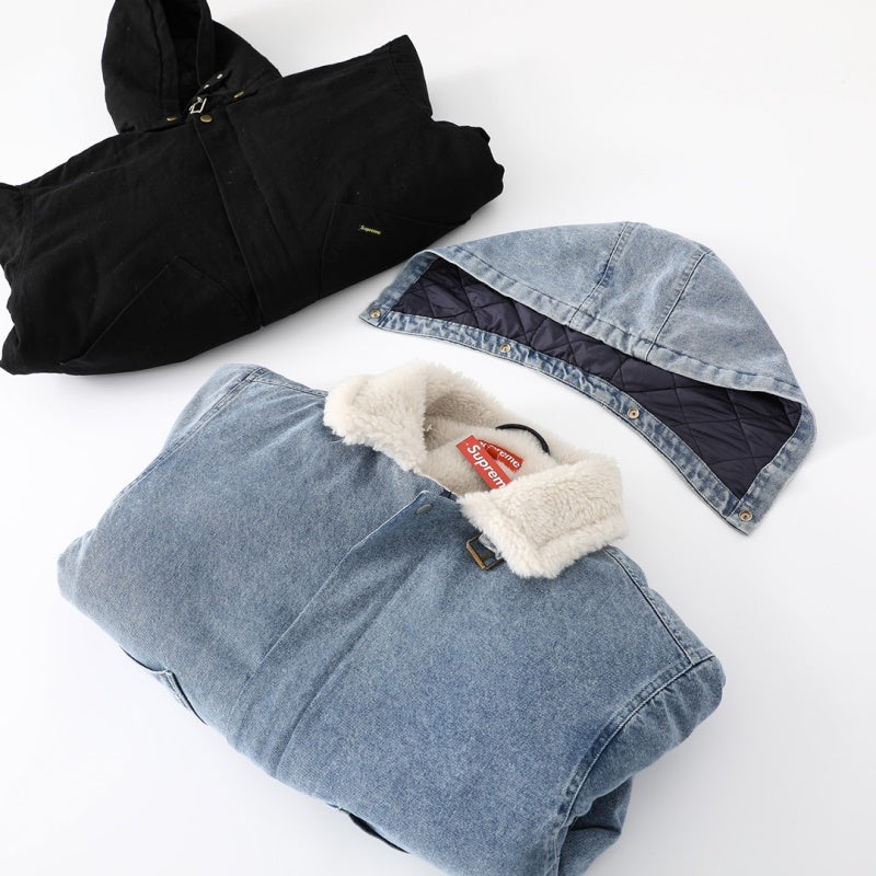 Supreme FW24 WEEK6 フェイクシアリング裏地ボンバージャケット ラムウールデニムジャケットコート