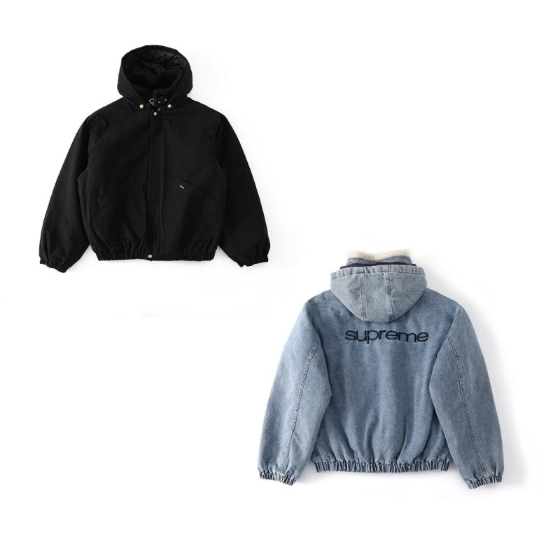 Supreme FW24 WEEK6 フェイクシアリング裏地ボンバージャケット ラムウールデニムジャケットコート