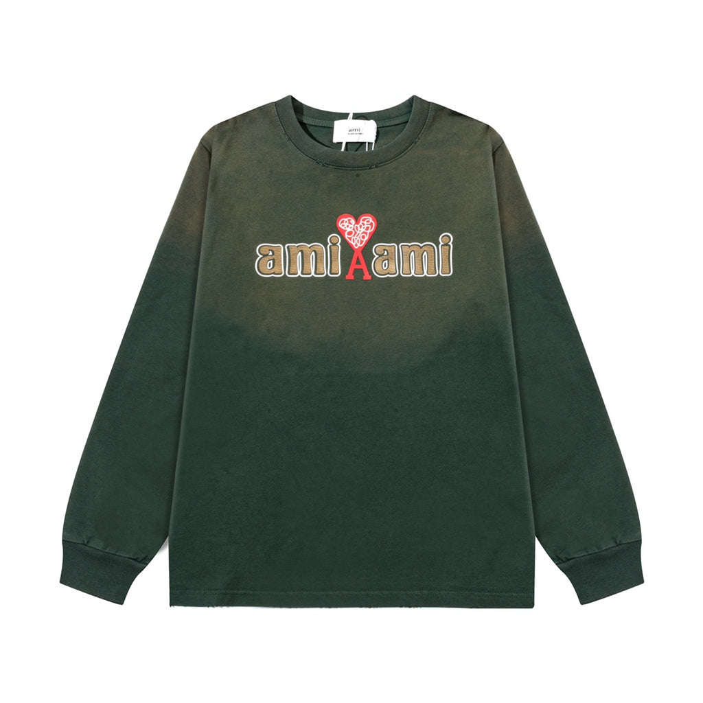 AMI PARIS ハート ロゴ コットン 刺繍 長袖 Tシャツ★人気★