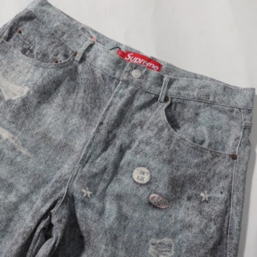 Supreme x HJR FW24 WEEK11 トロンプ・ルイユ ルーズフィット ジーンズ バッジロゴ オプティカルデジタルプリント ルーズフィットジーンズ
