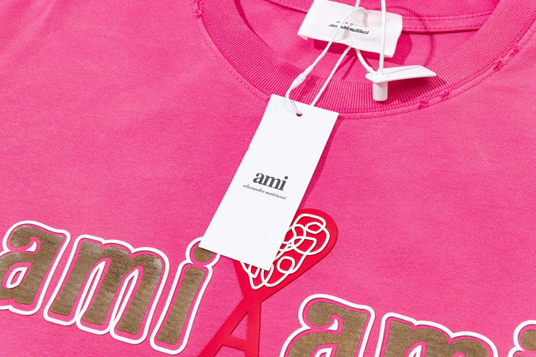 AMI PARIS ハート ロゴ コットン 刺繍 長袖 Tシャツ★人気★