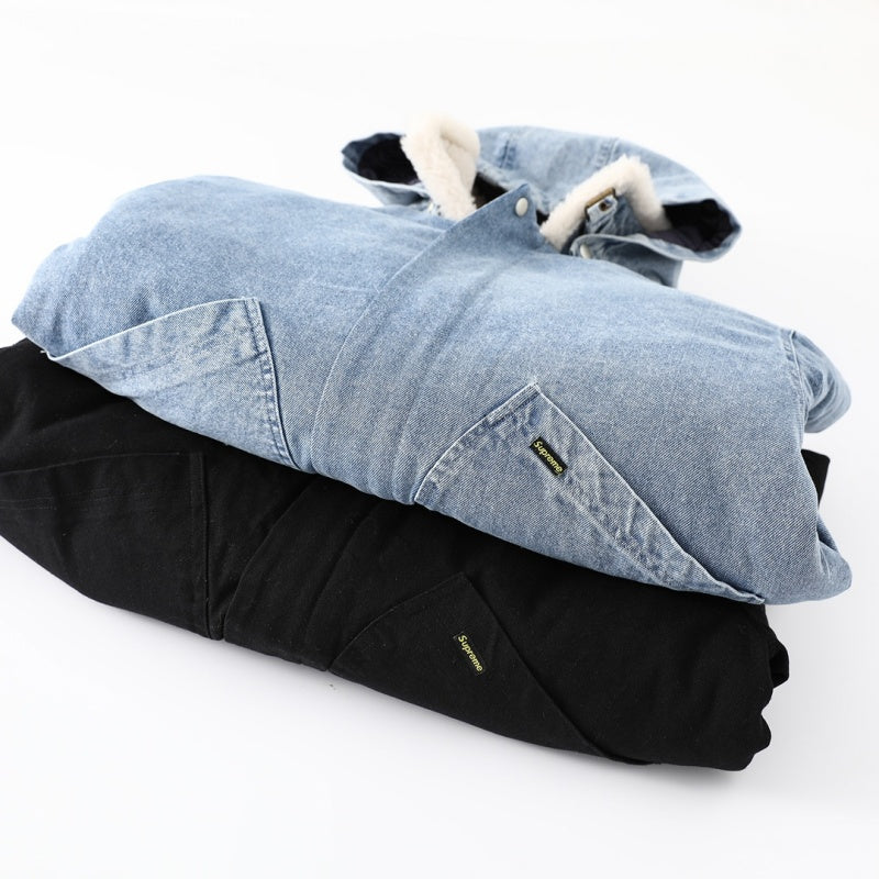 Supreme FW24 WEEK6 フェイクシアリング裏地ボンバージャケット ラムウールデニムジャケットコート