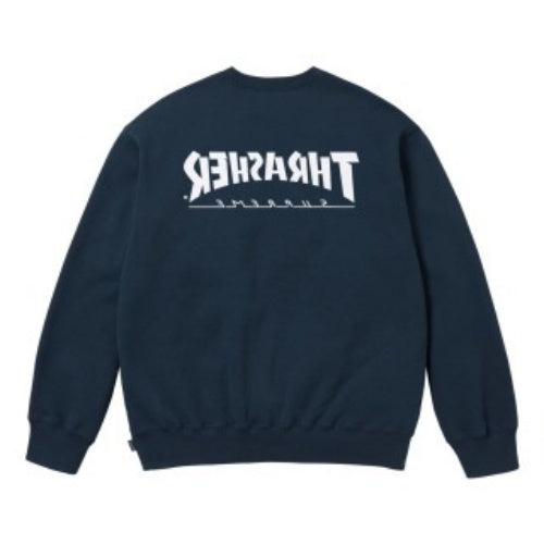 SUPREME THRASHER CREWNECK FW24 フレイムジョイントキャラクタープリントクルーネックプラスベルベットスウェットシャツ