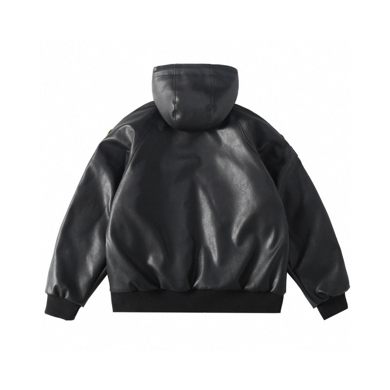 Supreme x Vanson Leathers FW24 ジャケット ロゴ刺繍パッチ ジッパー フード付きレザージャケット Travis Scott と同じスタイル
