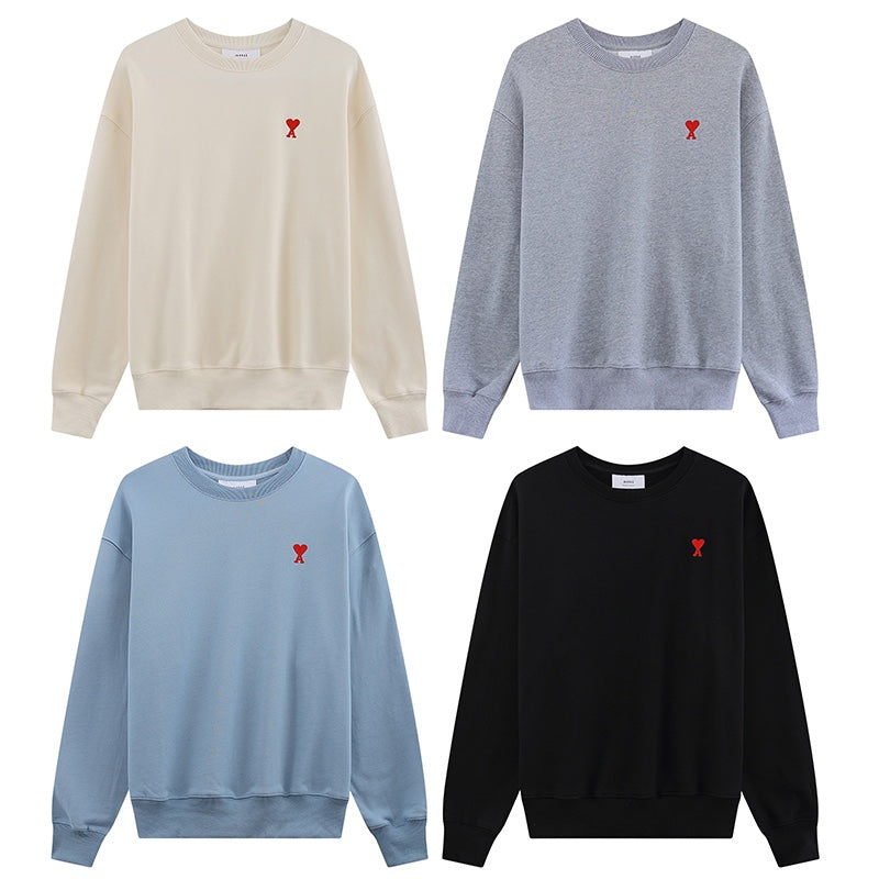 AMI PARIS ハート ロゴ コットン 刺繍 長袖 Tシャツ★人気★