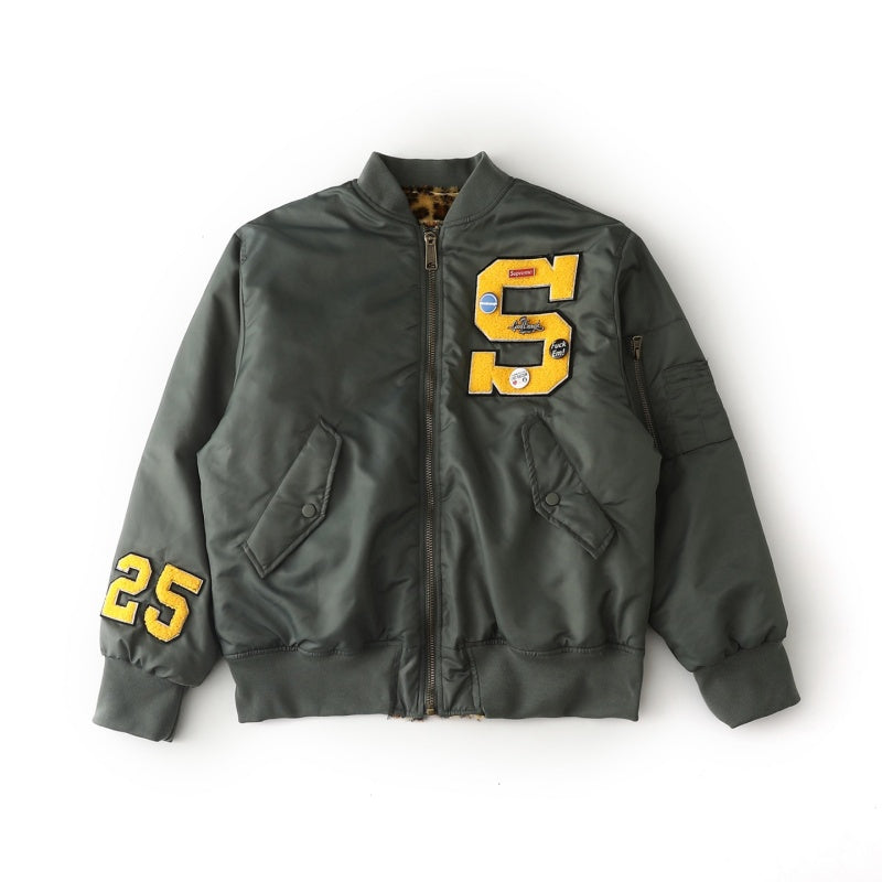 Supreme x 藤原ヒロシのGOODENOUGHコラボレーション SS25 WEEK15 アップリケロゴとジッパー開閉のリバーシブルMA-1長袖ジャケット ユニセックス