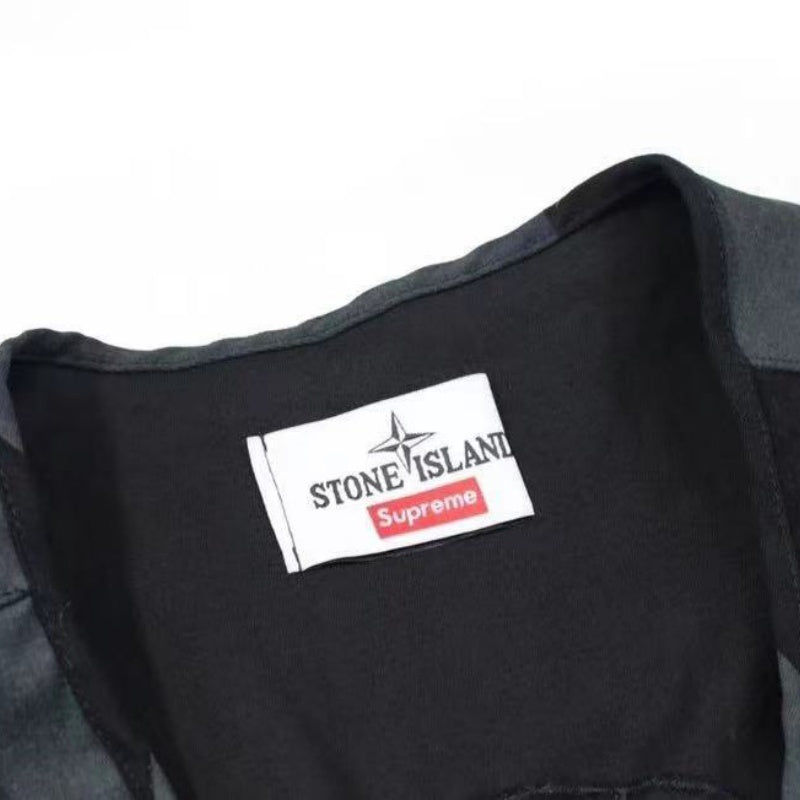 Supreme x Stone Island ジョイント マルチポケット ワークウェアスタイル タクティカルベスト ジッパー カモフラージュ アウトドア 機能性ベスト