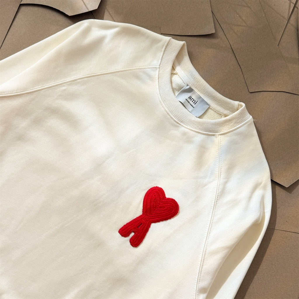 AMI PARIS アミ パリス ハート ロゴ コットン 刺繍 長袖 Tシャツ★人気★