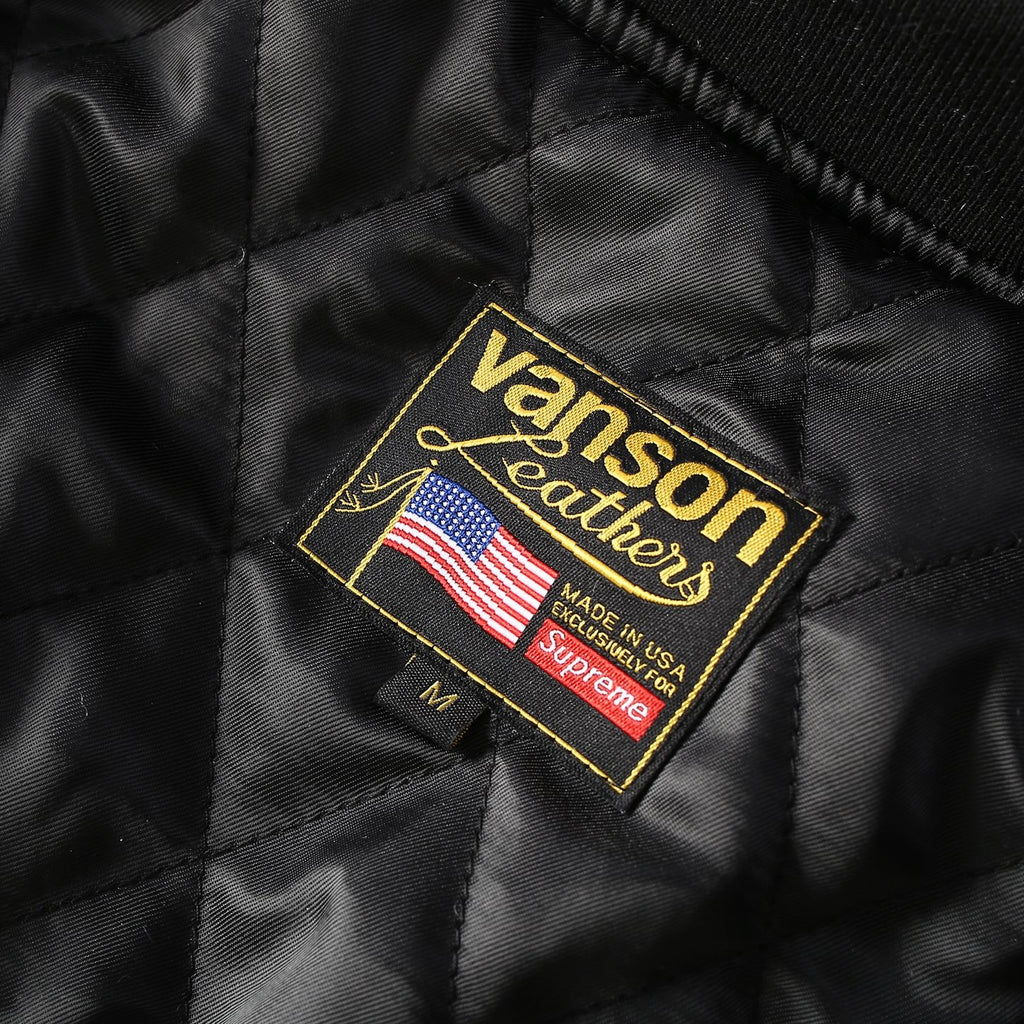 Supreme x Vanson Leathers FW24 ジャケット ロゴ刺繍パッチ ジッパー フード付きレザージャケット Travis Scott と同じスタイル