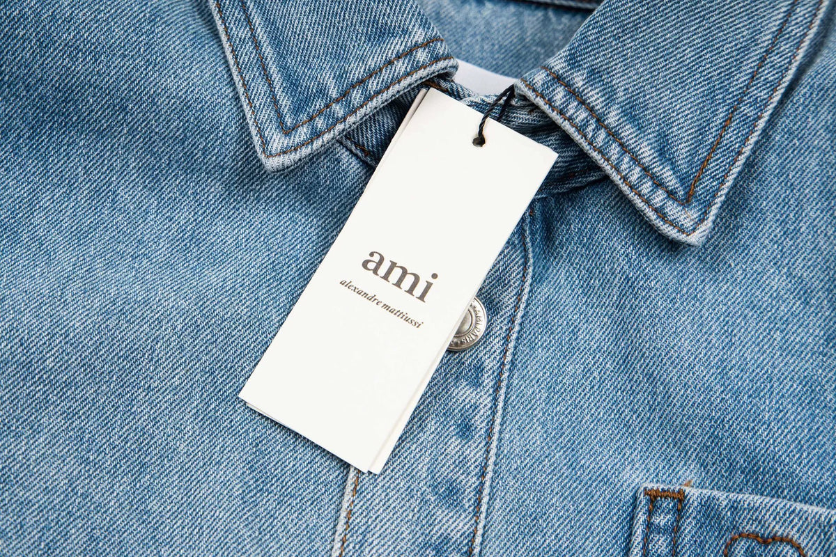 AMI PARIS（アミ パリス） ブルー コットン Ami de Coeur オーバーシャツ