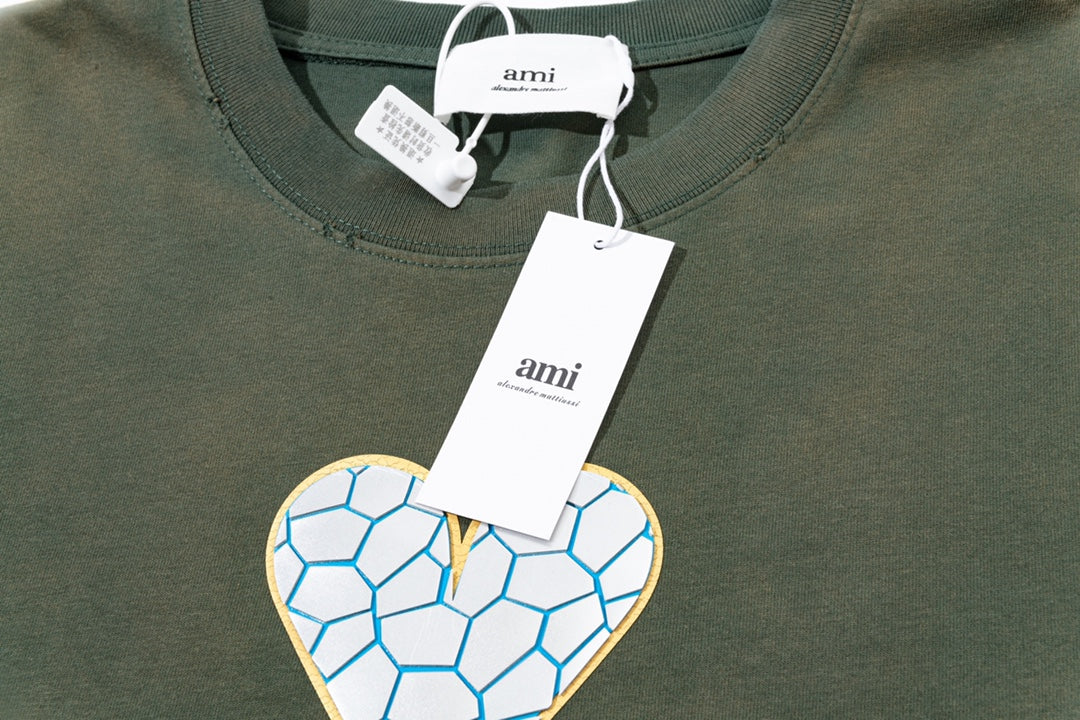AMI PARIS ハート ロゴ コットン 刺繍 長袖 Tシャツ★人気★
