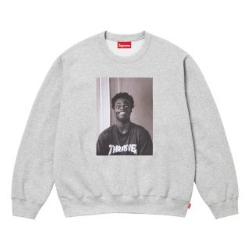 SUPREME THRASHER CREWNECK FW24 フレイムジョイントキャラクタープリントクルーネックプラスベルベットスウェットシャツ