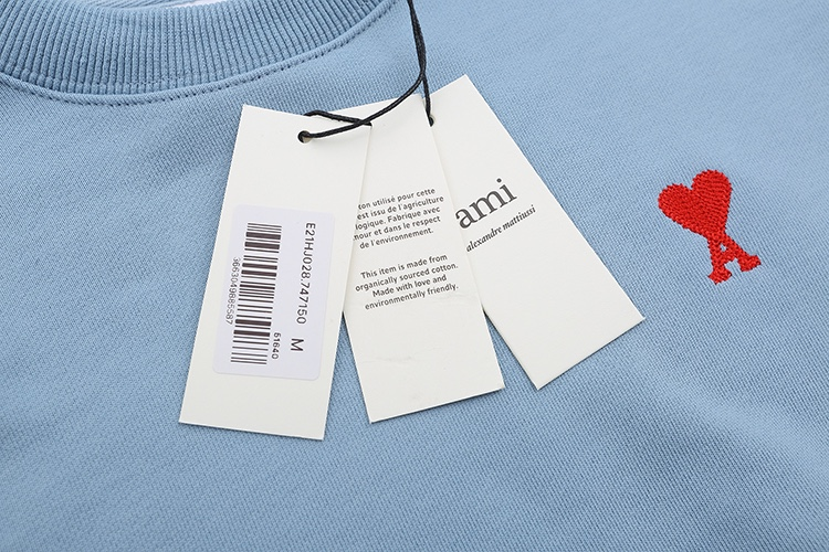 AMI PARIS ハート ロゴ コットン 刺繍 長袖 Tシャツ★人気★