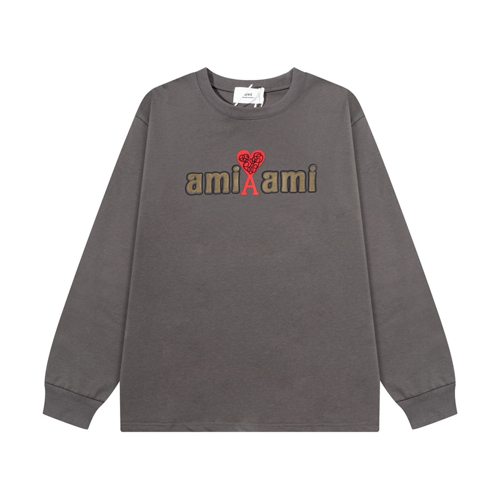 AMI PARIS ハート ロゴ コットン  長袖 Tシャツ★人気★