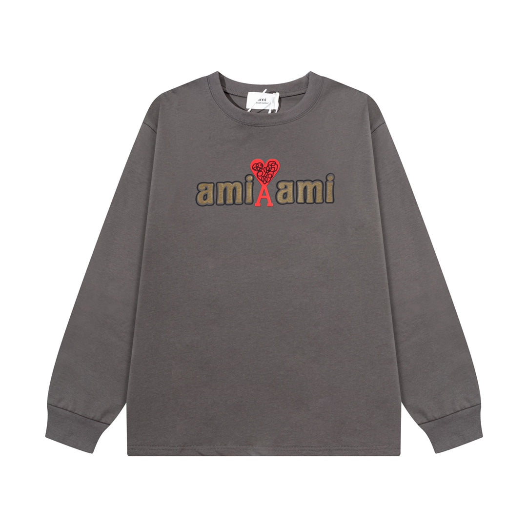 AMI PARIS ハート ロゴ コットン  長袖 Tシャツ★人気★