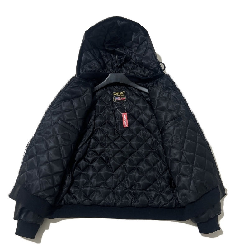 Supreme x Vanson Leathers FW24 ジャケット ロゴ刺繍パッチ ジッパー フード付きレザージャケット Travis Scott と同じスタイル