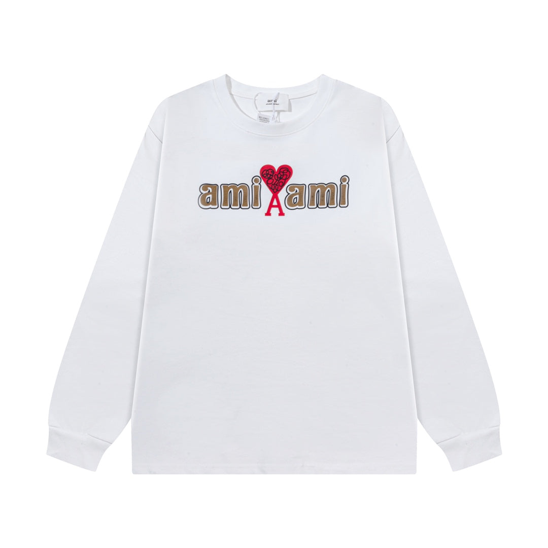 AMI PARIS ハート ロゴ コットン  長袖 Tシャツ★人気★