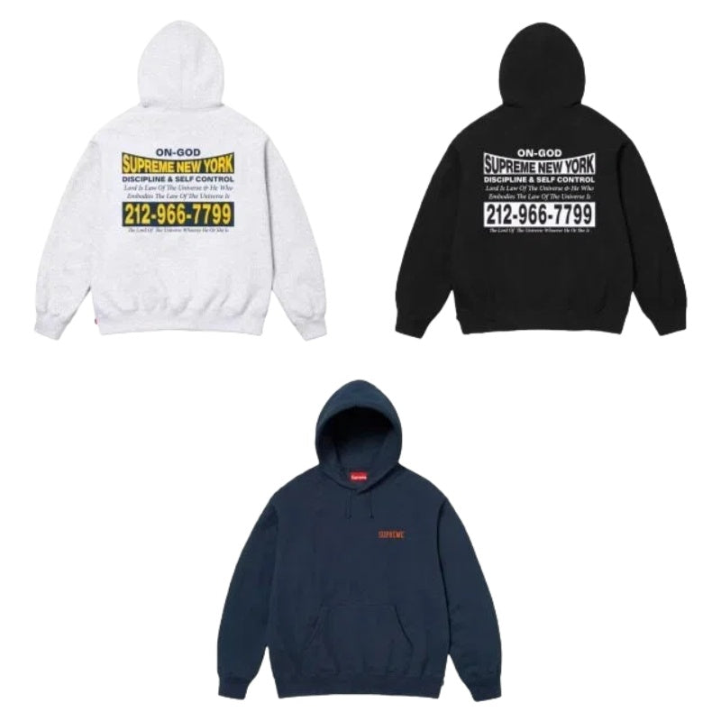 Supreme 24FW ON GOD HOODED SWEATSHIRT バックレタリングプリント フード付きスウェットシャツ