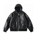 Supreme x Vanson Leathers FW24 ジャケット ロゴ刺繍パッチ ジッパー フード付きレザージャケット Travis Scott と同じスタイル