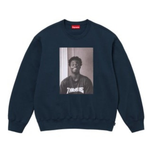 SUPREME THRASHER CREWNECK FW24 フレイムジョイントキャラクタープリントクルーネックプラスベルベットスウェットシャツ