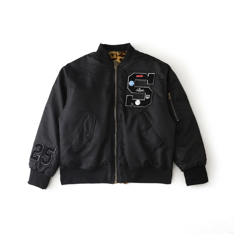 Supreme x 藤原ヒロシのGOODENOUGHコラボレーション SS25 WEEK15 アップリケロゴとジッパー開閉のリバーシブルMA-1長袖ジャケット ユニセックス