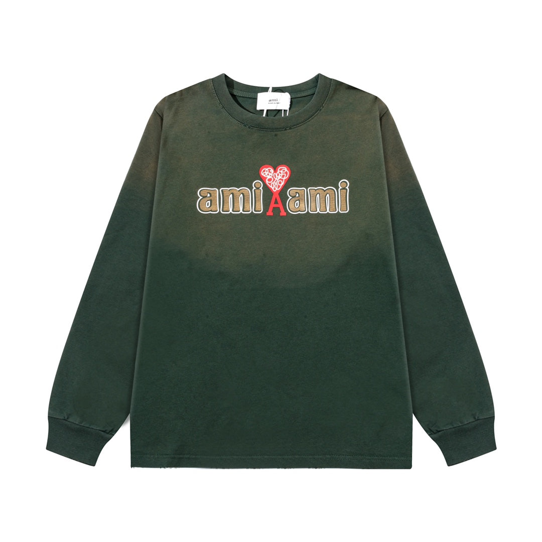 AMI PARIS ハート ロゴ コットン  長袖 Tシャツ★人気★