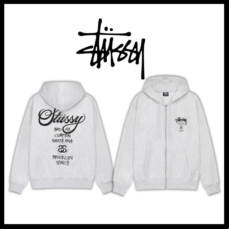 STUSSY ワールドトラベル ジッパーハット [ホワイト]